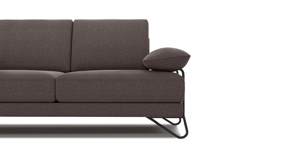 SOFA LORI 2-Sitzer, graubraun - Graubraun/Schwarz, Holzwerkstoff/Textil (185/87/96cm) - Courtois Laville