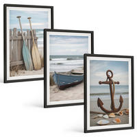 BILDER SET 3er Set - 40x60 cm Schwarzer Rahmen - Strandbootanker Sand - Schwarz, Kunststoff (40/60cm) - TULUP
