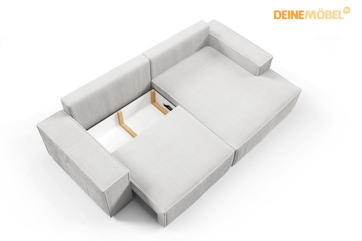 ECKSOFA NEPTUN 255/148 in Cord Anthrazit rechts - Anthrazit, Holz/Holzwerkstoff (255/148cm) - Deine Möbel 24