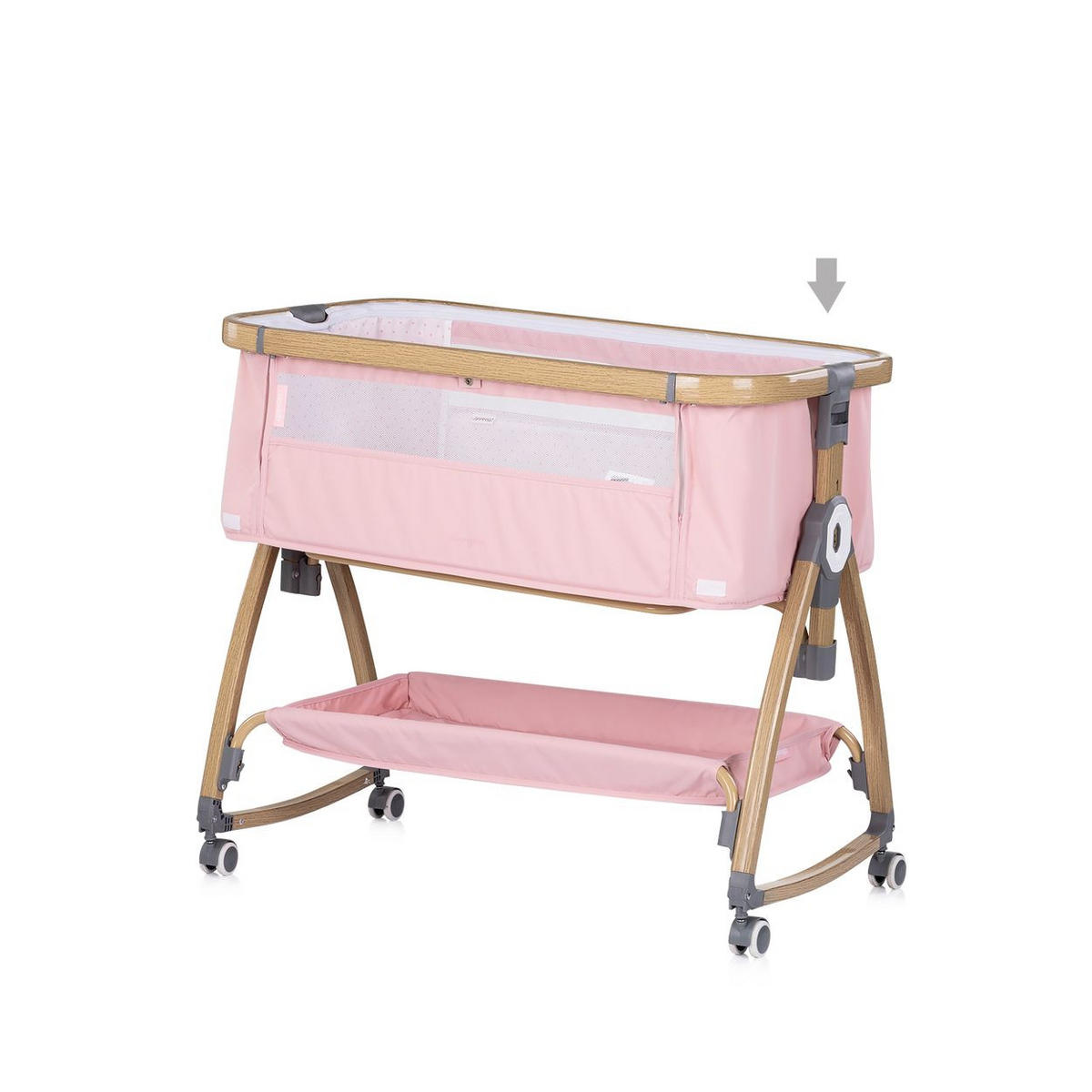 BEISTELLBETT Charisma rosa 84 x 49 cm, Wiegenfunktion, höhenverstellbar, Anti-Reflux, Moskitonetz - Rosa, Metall (49/84cm) - Chipolino