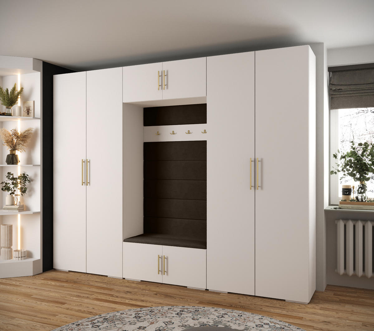 GARDEROBEN-SET 236,7/300/47 - Goldfarben/Schwarz, Holz/Kunststoff (300/236.7/47cm) - Abiks Möbel