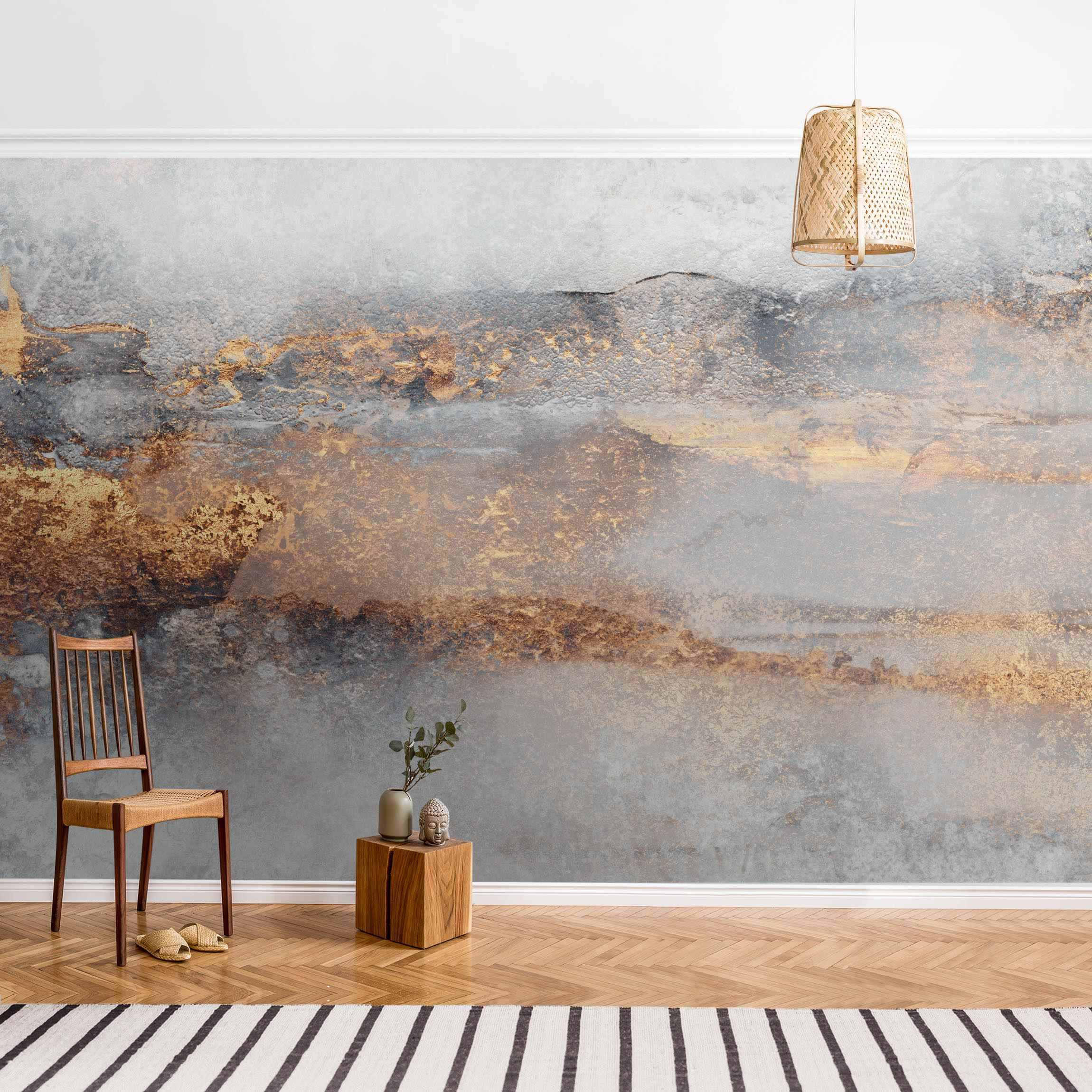 FOTOTAPETE Gold-Grauer Nebel 432/290 cm - Grau, Papier (432/290cm) - Bilderwelten