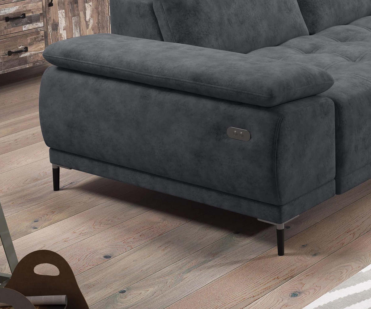 ECKSOFA FOCUS XL L-förmig Konfiguration freistehend LINKS 204x352x98cm Grey - Grau, Holz/Textil (204/352cm) - DomoHome