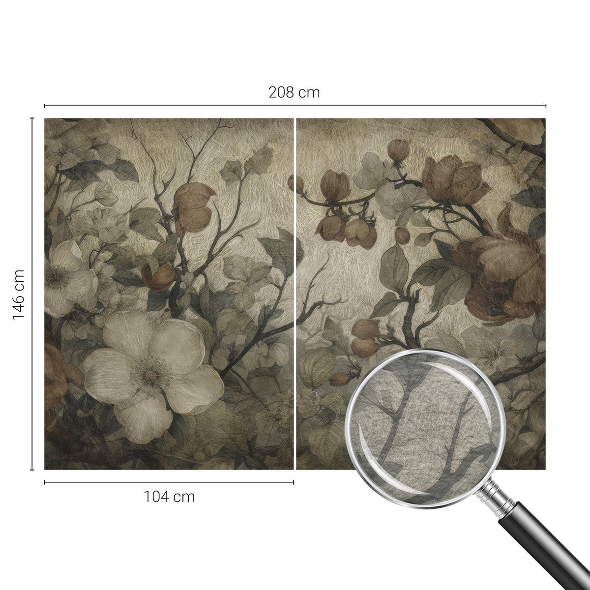 FOTOTAPETE 208x146 cm - Blumenschönheit - Weiß, Textil (208/146cm) - Wallfluent