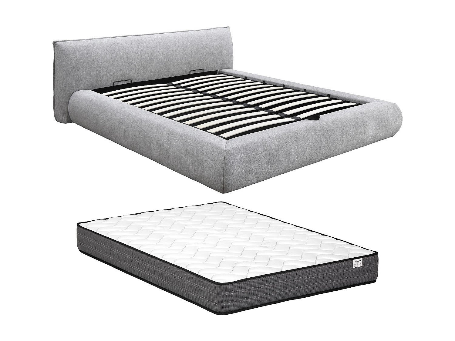 Vente-Unique Bett Hellgrau 180x200 cm