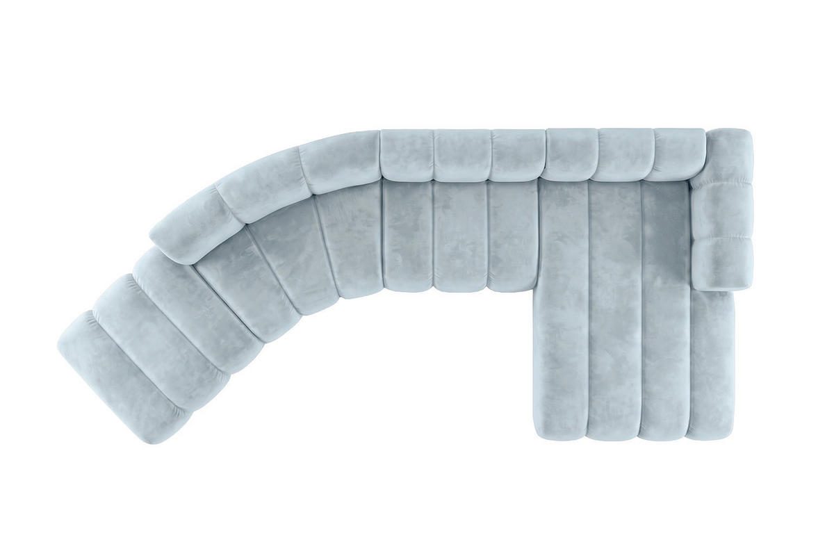 ECKSOFA Modulares In L-Form, Velvet-Stoff Riviera, Babyblau, Rechts, GRAND Round - Hellblau, Holz (445/179cm) - Kaiser Möbel