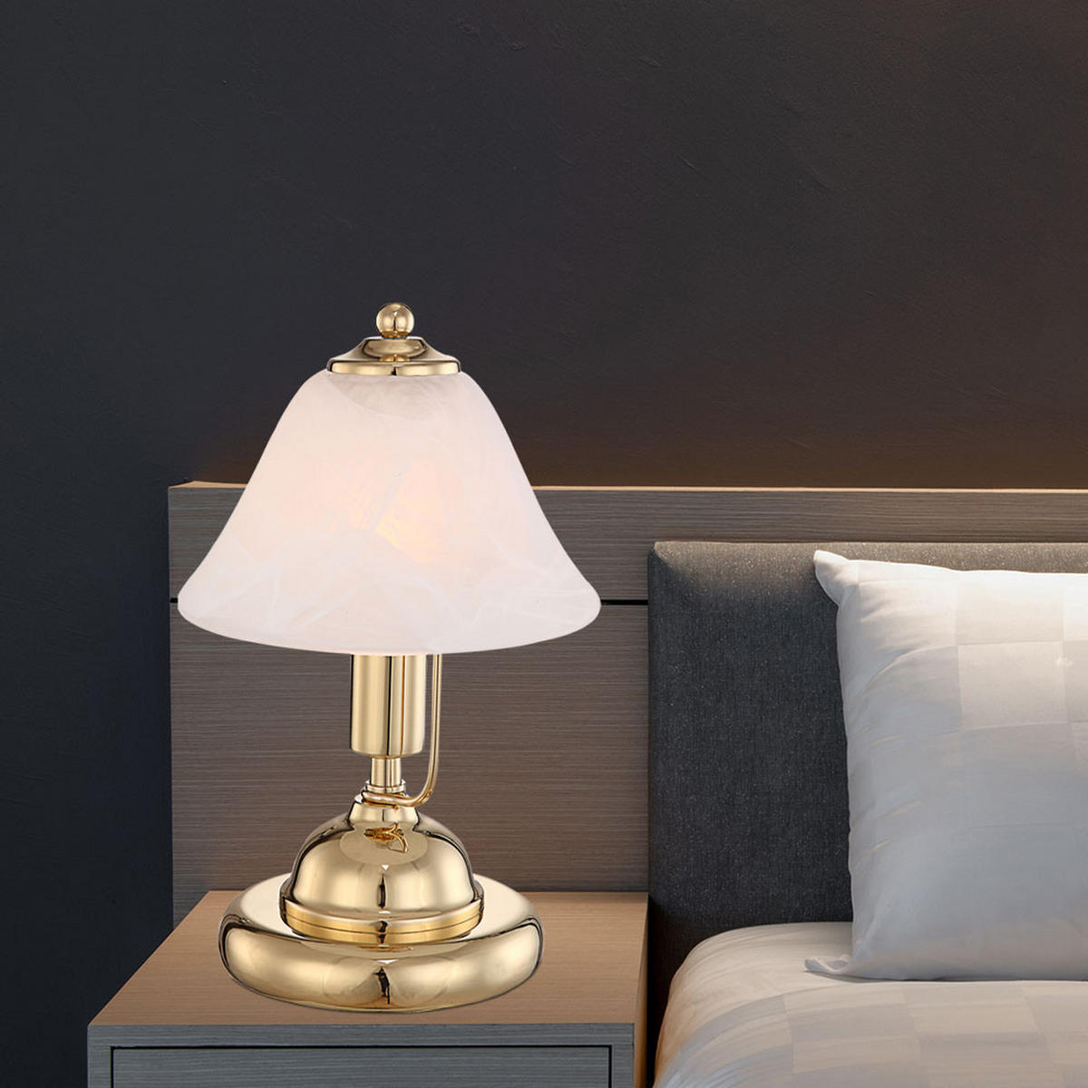 TISCHLEUCHTE Messing Glas Gold - Goldfarben, Glas (17/17/27cm) - Globo Lighting