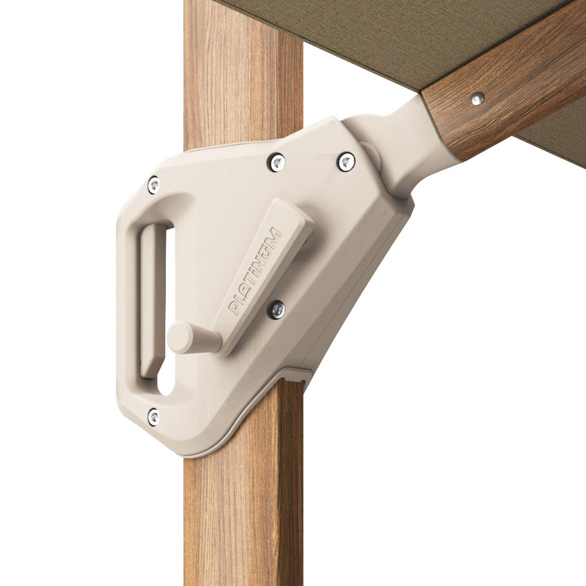 AMPELSCHIRM rechteckig 4 x 3 m Challenger T¹ Premium 360° kippbar natur/teak - Creme, Metall (300/400cm) - Platinum