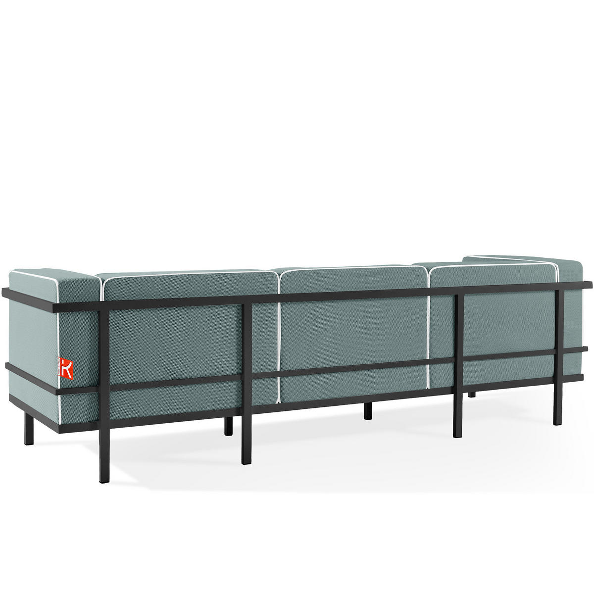 GARTENSOFA TRIGLO 3-Personen, Stahlrahmen, Modern, Dunkelgrau - Dunkelgrün/Dunkelgrau, Textil/Metall (229/70/69cm) - KONSIMO®