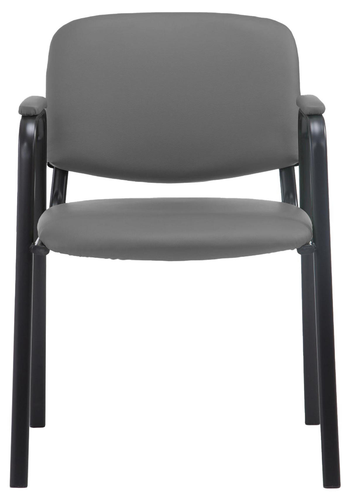 BESUCHERSTUHL Lederlook grau - Schwarz/Grau, Textil/Metall (53/79/55cm) - CLP