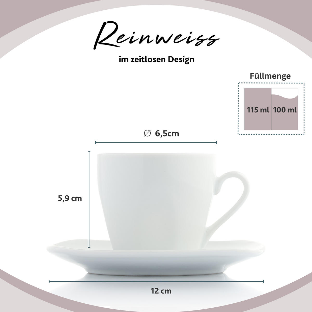 ESPRESSOTASSEN SET BILGOLA - 12 teilig aus Porzellan - Weiß, Keramik (0.1L) - Sänger