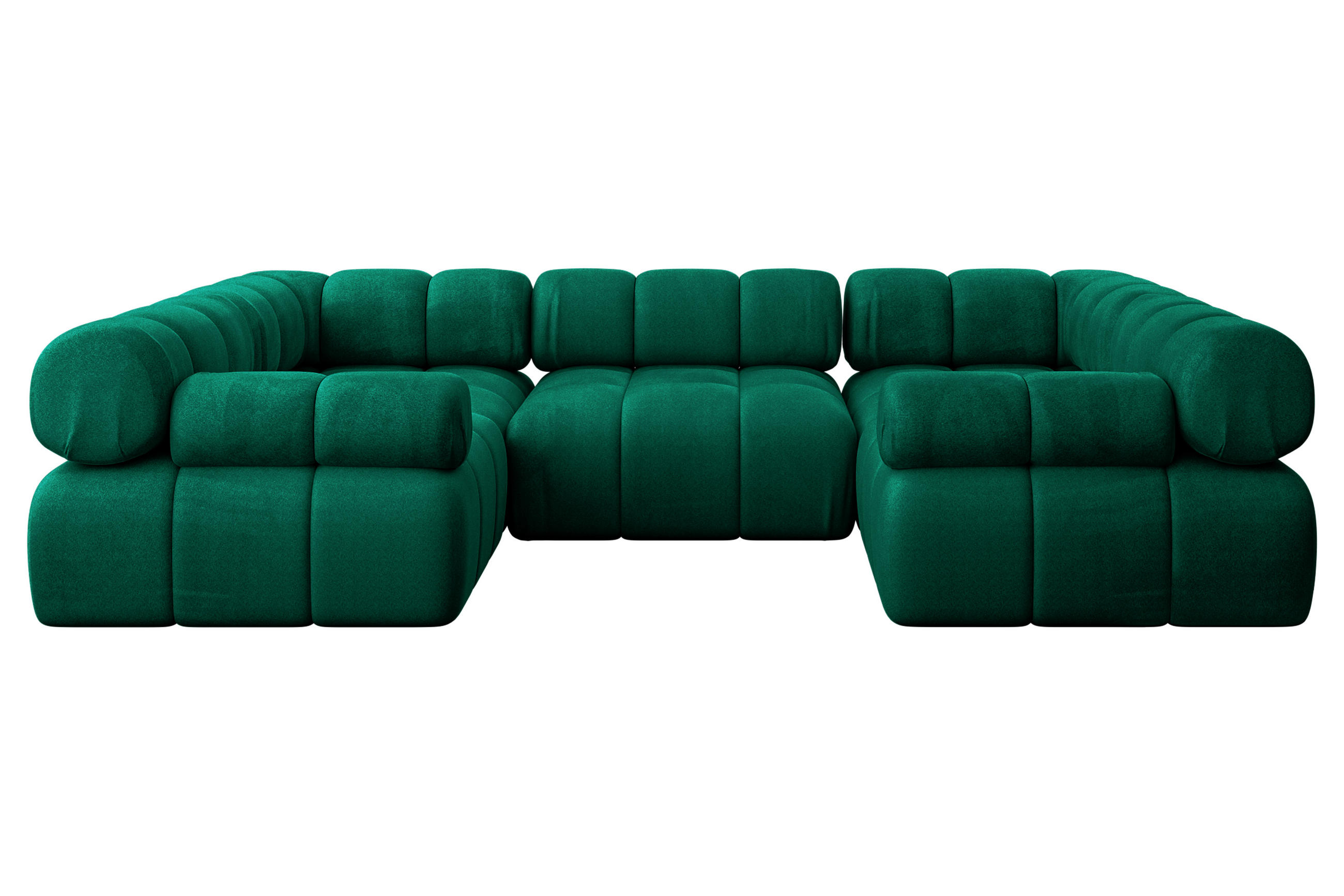 WOHNLANDSCHAFT modulares Sofa Birno-U1 - 285x190x70 cm Dunkelgrün Velours - Dunkelgrün, Holzwerkstoff/Textil (285/70/190cm) - ALTDECOR