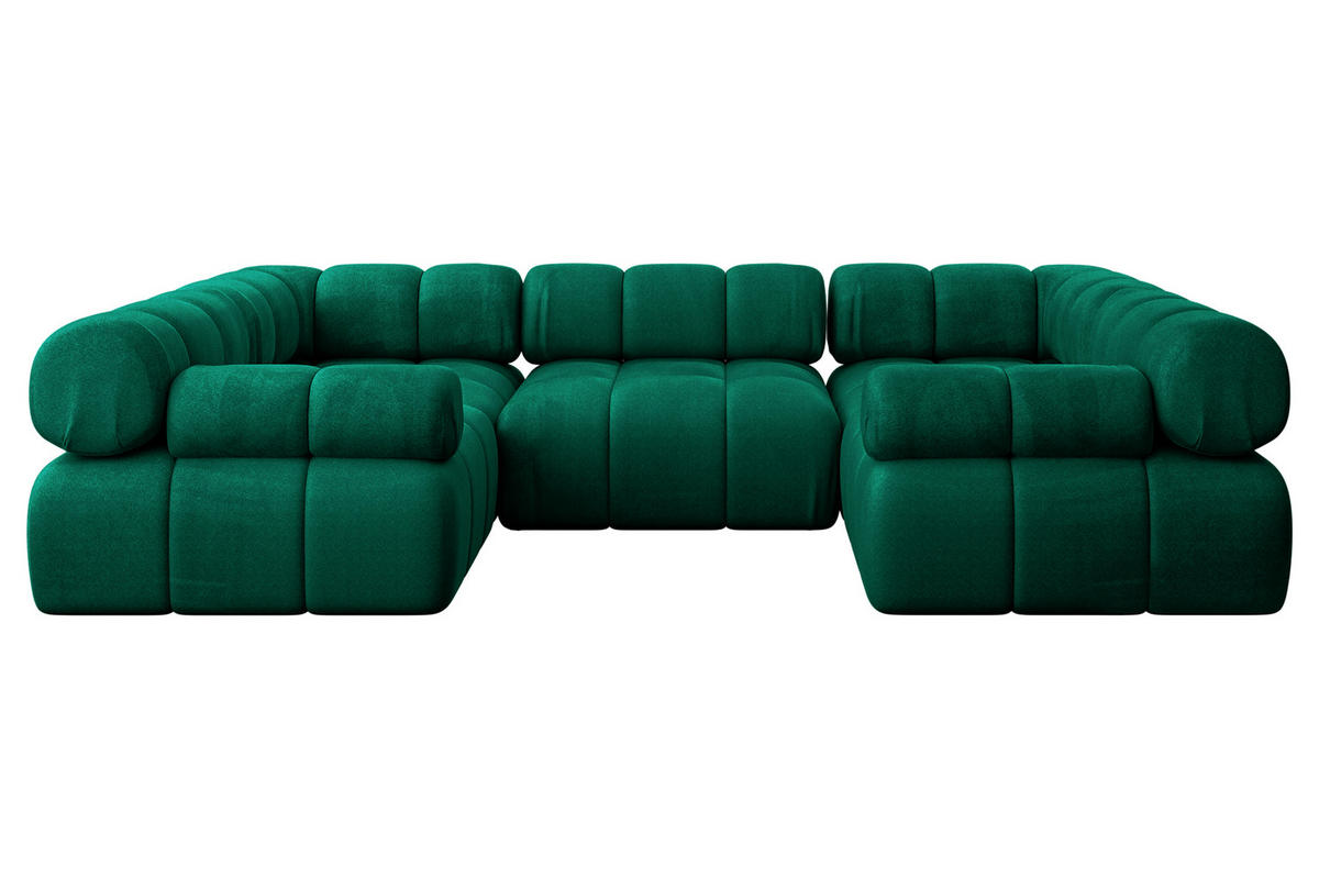 WOHNLANDSCHAFT modulares Sofa Birno-U1 - 285x190x70 cm Dunkelgrün Velours - Dunkelgrün, Holzwerkstoff/Textil (285/70/190cm) - ALTDECOR
