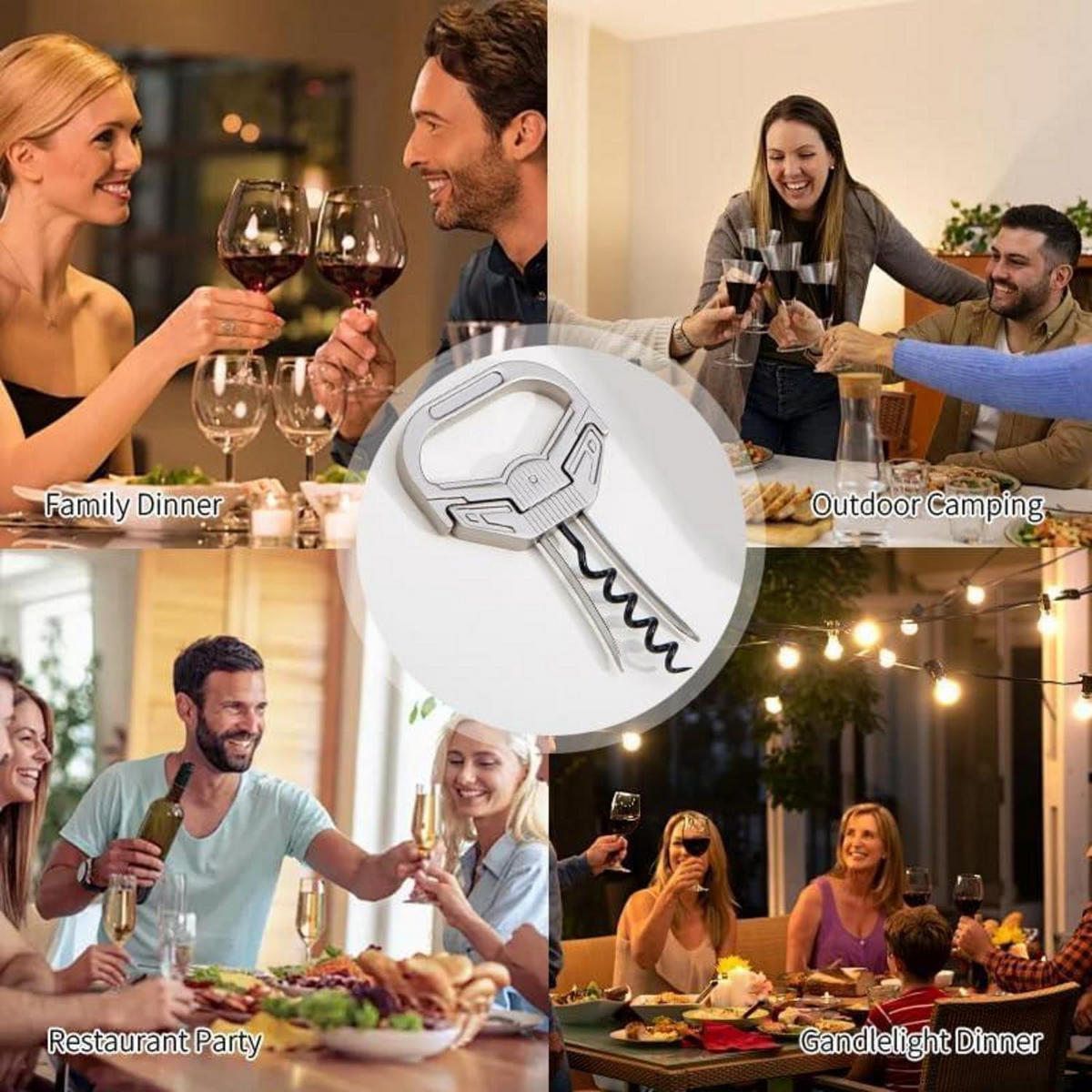 WEINÖFFNER Set mit Kapselschneider Edelstahl - Silberfarben, Metall (12cm)