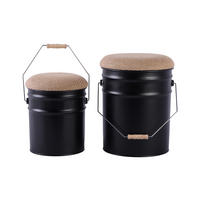 HOCKER Set Buckets 31/31/39 cm - Schwarz, Metall (31/39/31cm) - Leitmotiv