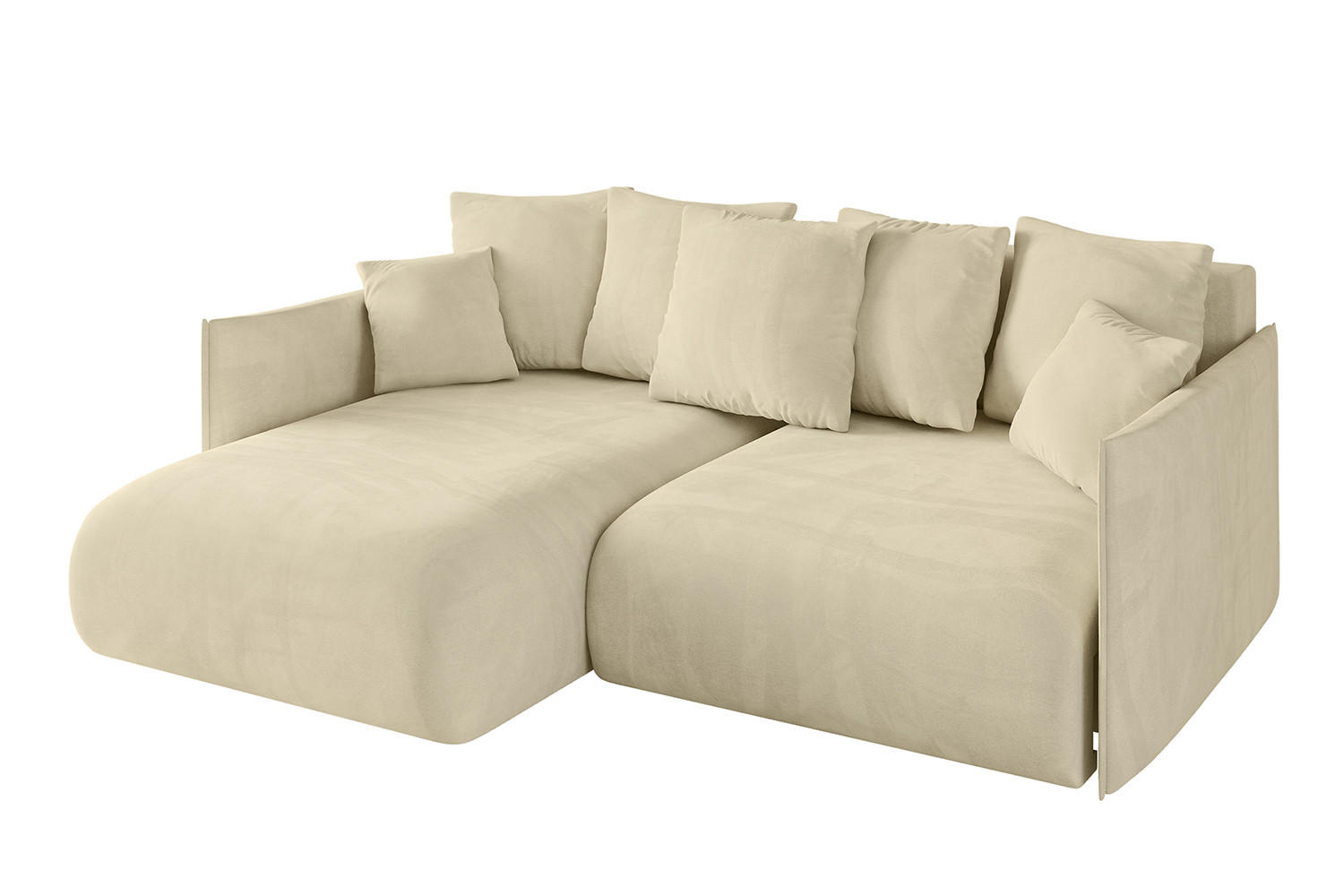 ECKSOFA mit Schlaffunktion und Bettkasten ONESK-L 208x165x40 Beige Velours - Beige, Holzwerkstoff/Kunststoff (208/165cm) - ALTDECOR