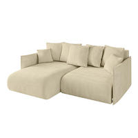 ECKSOFA mit Schlaffunktion und Bettkasten ONESK-L 208x165x40 Beige Velours - Beige, Holzwerkstoff/Kunststoff (208/165cm) - ALTDECOR