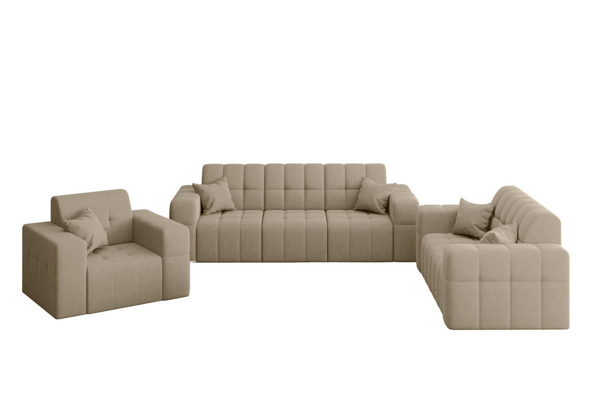 SITZGARNITUR NIMES 3-2-1 Stoff Portland Beige - Beige, Holz/Textil (92/82/245cm) - Kaiser Möbel