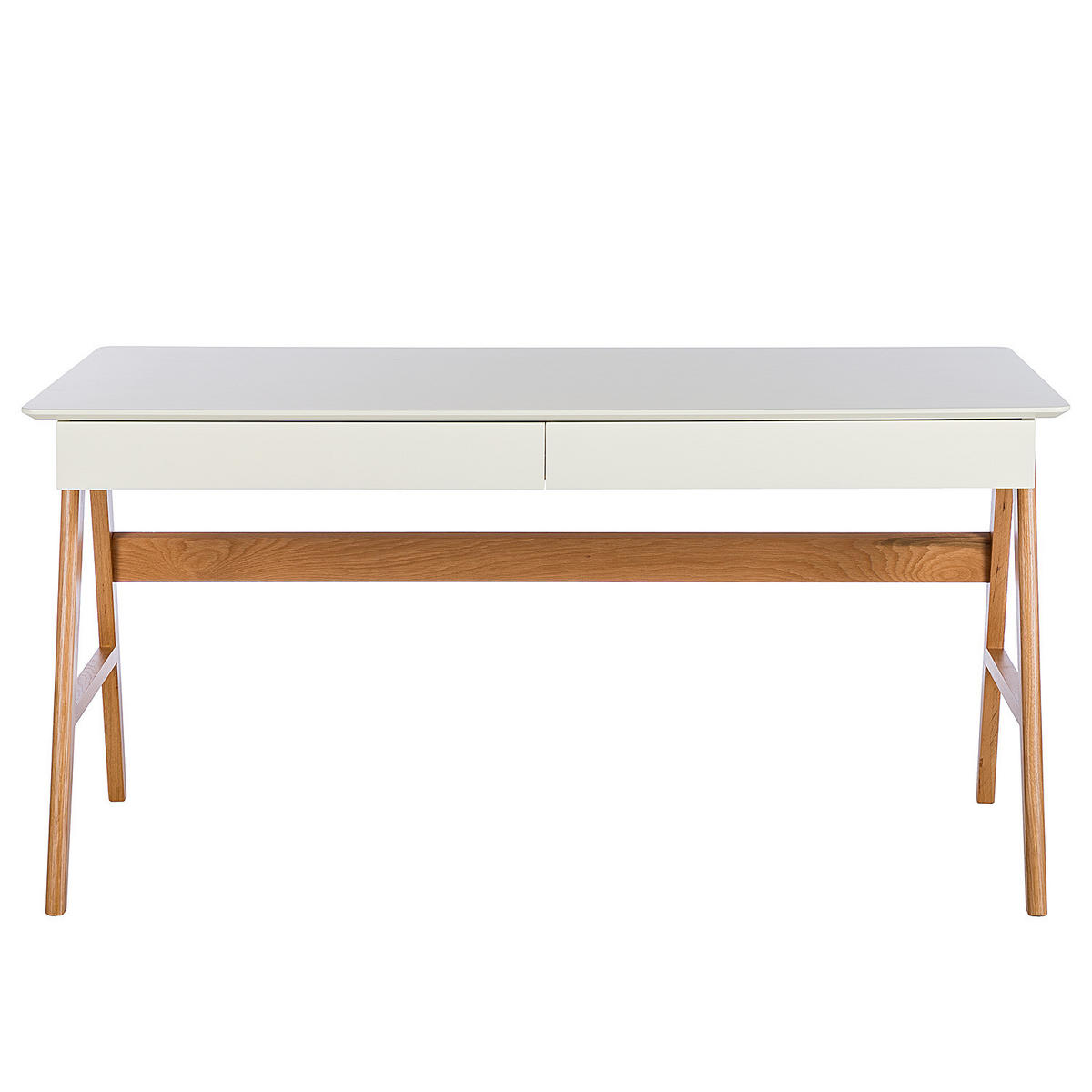 SCHREIBTISCH - Teilmassivholz - Eichefarben/Weiß, Holz/Holzwerkstoff (76/150/75cm) - home24