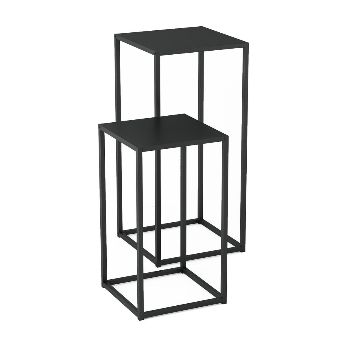 SÄULENTISCH-SET 2 TLG. Åseral - Schwarz, Metall (34/34/74cm) - [en.casa]