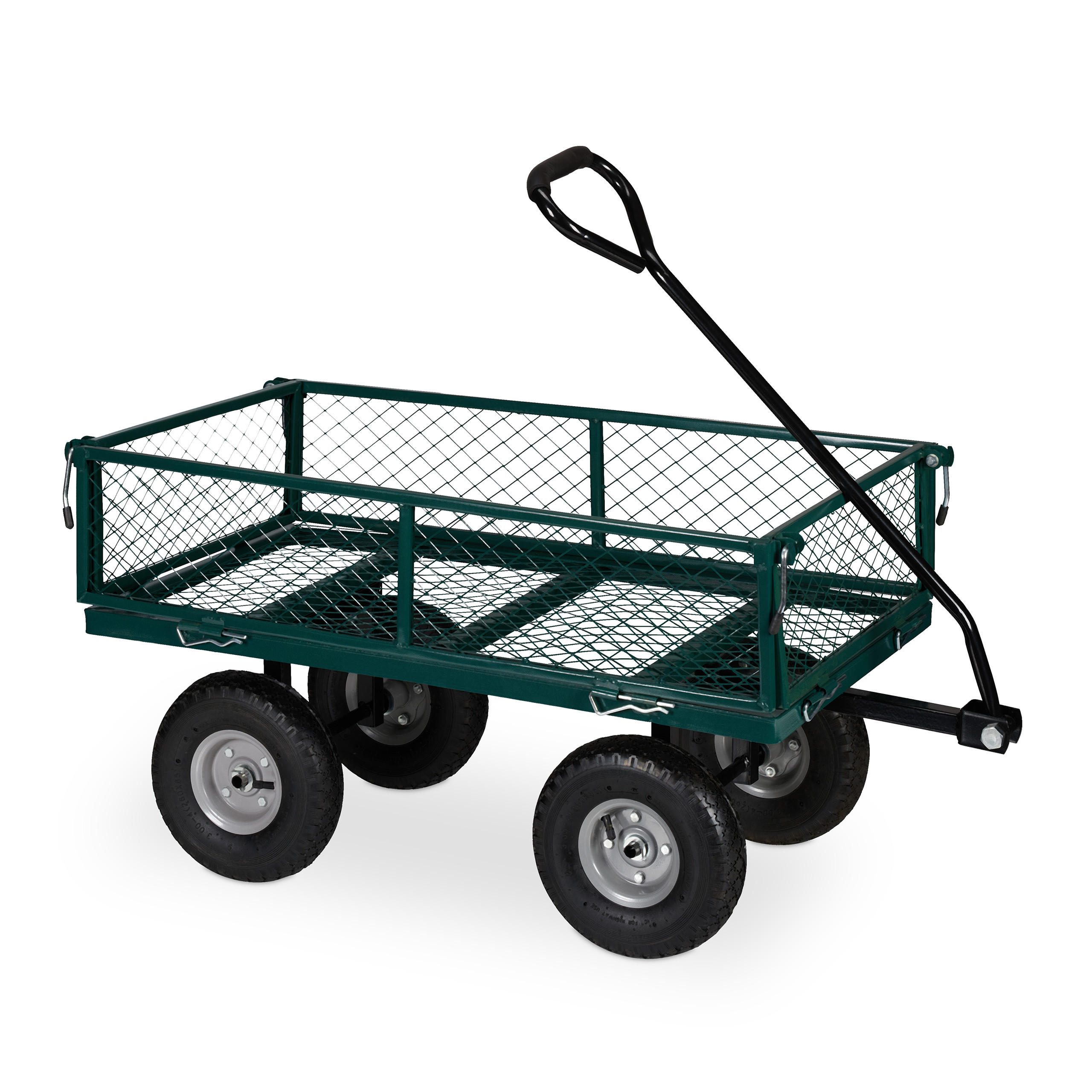 HANDWAGEN - Dunkelgrün, Kunststoff/Metall (50/50/110cm) - Relaxdays