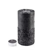 TEELICHTHALTER Diamond Schwarz 12/12/24 cm Naturmaterial - Schwarz, Naturmaterialien (24cm) - Mondex