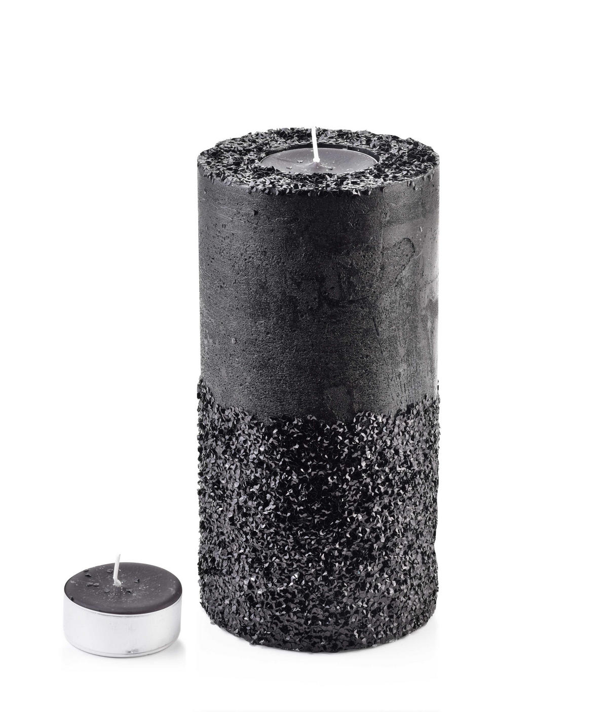 TEELICHTHALTER Diamond Schwarz 12/12/24 cm Naturmaterial - Schwarz, Naturmaterialien (24cm) - Mondex