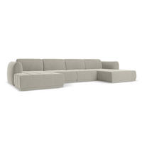 WOHNLANDSCHAFT Samt Stoff Creme - Perlmutt/Creme, Kunststoff/Textil (370/74/170cm) - Makamii