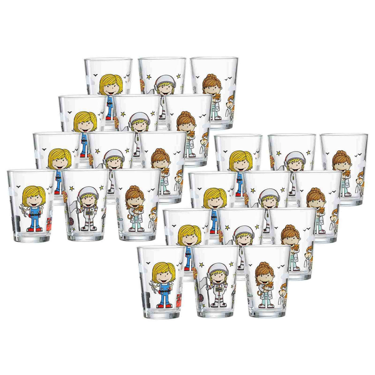 KINDERGLÄSER Berufe Mädchen bunt 205 ml 24er Set - Multicolor, Glas (0.205L) - Ritzenhoff Breker
