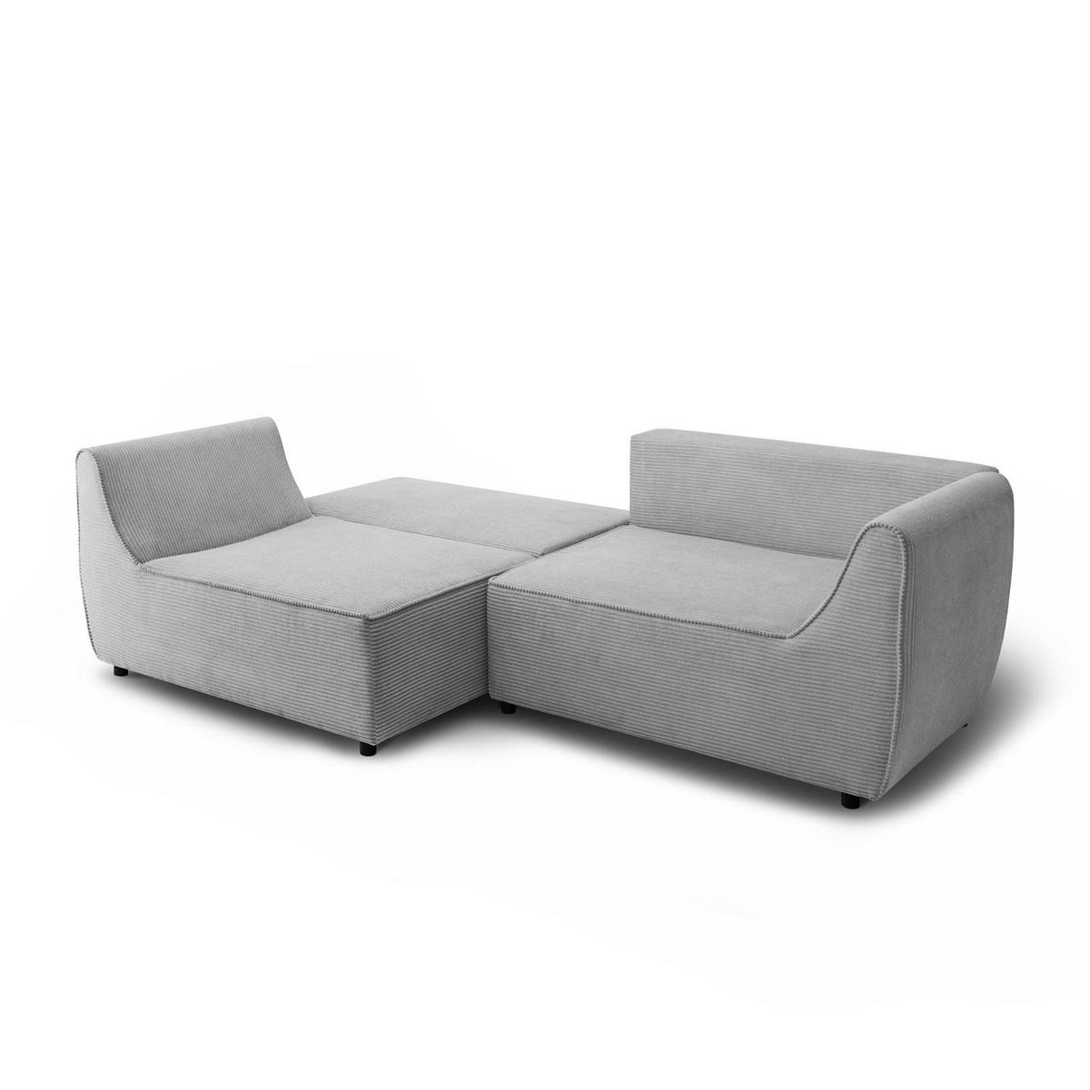 SOFA ASPEN Zweisitzer mit Schlaffunktion, Anafi 02 - Hellgrau, Textil (267/94/95cm) - Lookway