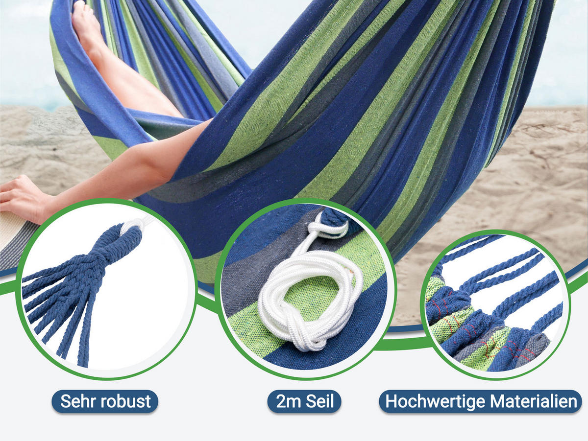 HÄNGEMATTE, 90% Polyester, 10% Baumwolle, Blau - Dunkelblau, Textil (150/1/210cm) - Zollner