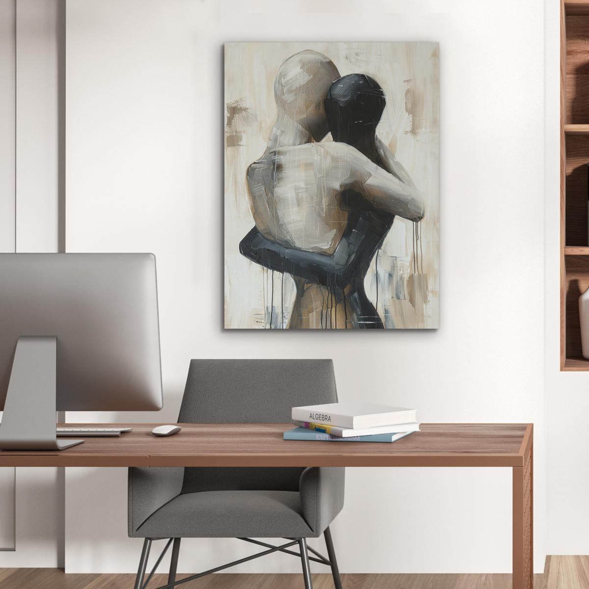 AKUSTIKPANEEL Abstrakt - Liebe - Schwarz und weiß - Modern 60x80 cm - Schwarz, Textil (60/0.9/80cm) - MuchoWow
