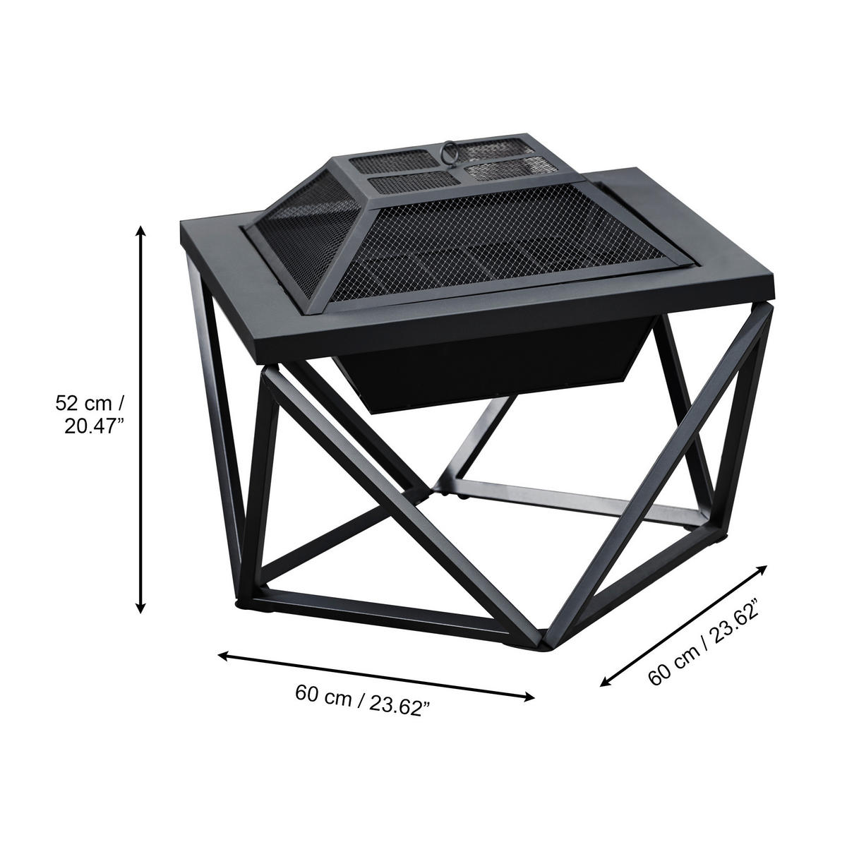 FEUERSTELLE Holz 60 cm - Grau, Metall (60/52/60cm) - Teamson Home