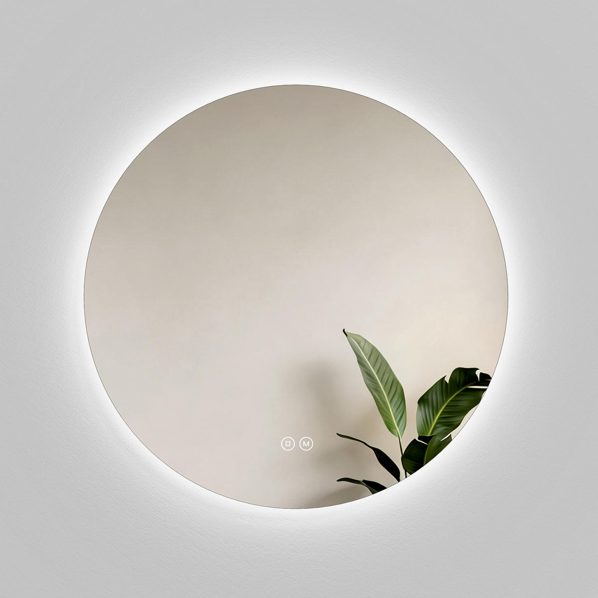 BADSPIEGEL Rund mit Beleuchtung Rahmenlos, 3 Lichtfarben, Ø 80 cm - Weiß, Glas (80/2/80cm) - EMKE