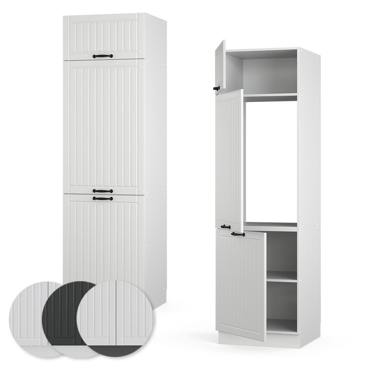 KÜCHENSCHRANK Fame-Line Weiß Landhaus 60 cm - Weiß, Holzwerkstoff (60/206.8/58.1cm) - Vicco