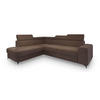 ECKSOFA ALVORO L-S Braun Boucle-Stoff mit Schlaffunktion - Braun, Holz (253/190cm) - MASSENO