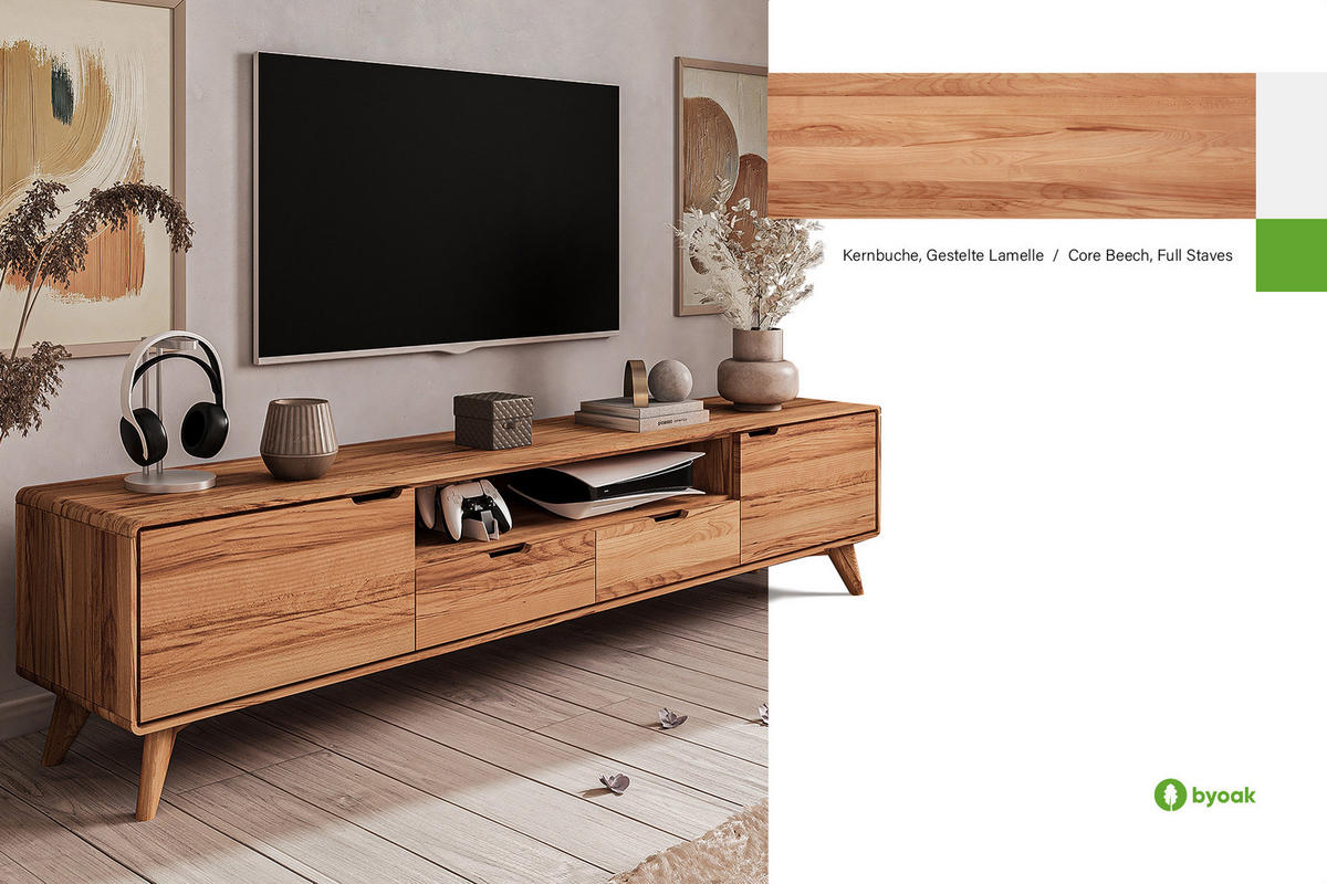 GREG HIFI-SCHRANK Kernbuche - Kernbuche, Holz (220/48/40cm) - byoak