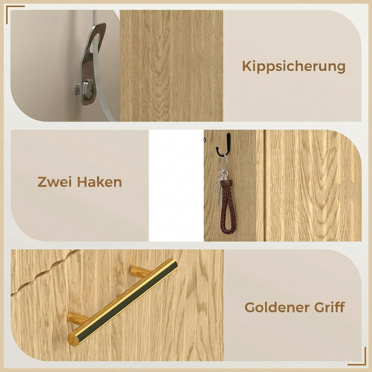 SCHUHSCHRANK MDF Hellbraun - Hellbraun, Holzwerkstoff/Metall (24/117.5/80cm) - HOMCOM