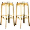 BARHOCKER 2er Set Kunststoff bernstein - Eukalyptusholzfarben/Bernsteinfarben, Kunststoff (36/75/36cm) - CLP