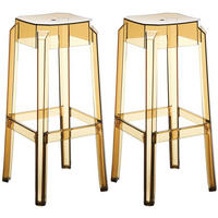 BARHOCKER 2er Set Kunststoff bernstein - Eukalyptusholzfarben/Bernsteinfarben, Kunststoff (36/75/36cm) - CLP