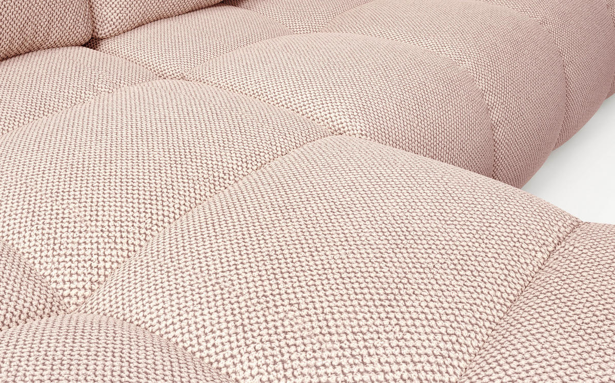 ECKSOFA L Form Hosio Hellcreme-Rosa 286/177/88 cm Links mit Schlaffunktion - Pink/Schwarz, Kunststoff/Textil (177/286cm) - AX Living