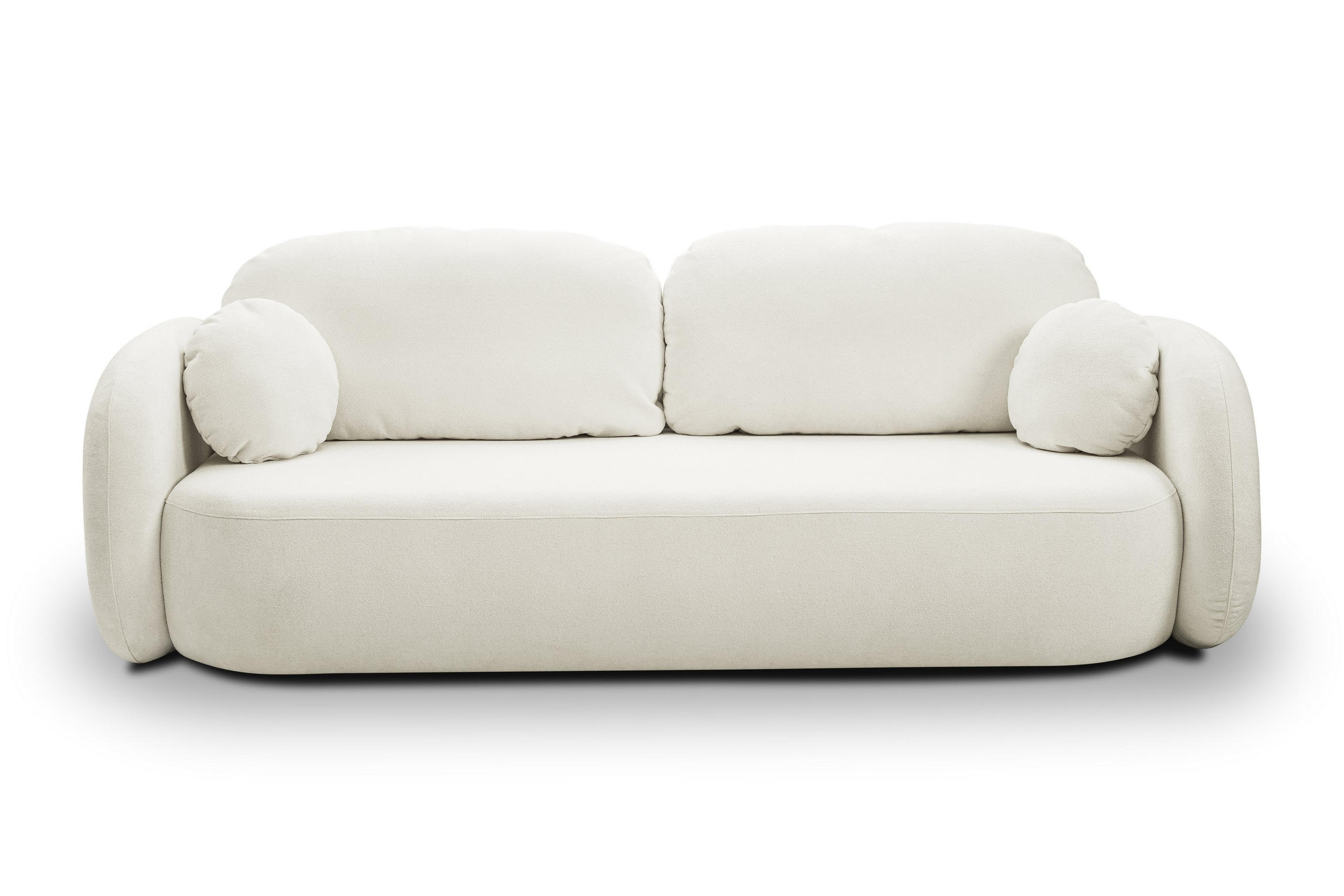 BETTSOFA AMICO Creme Bucle-Stoff mit Schlaffunktion - Creme, Holz (238/86.5/101cm) - MASSENO