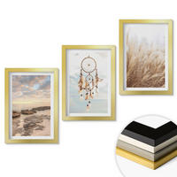 WANDBILDER 3er Set - 20x30 cm Goldrahmen - Wolkenmeer, Traumfänger, Gras - Goldfarben, Kunststoff (20/30cm) - ArtPrintCave
