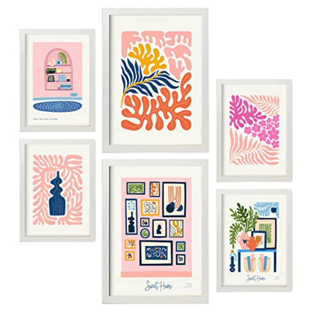 POSTER Set Mit 6 Minimalistischen In Pastellfarben Süßes Zuhause Drucke Von Landschaften Und Natur Für Innenarchitektur A3 & A4 Weißer Rahmen - Weiß, Papier (29/3cm) - Nacnic