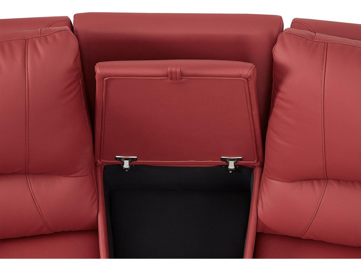 RELAXSOFA 3-Sitzer - Leder - Rot - AROMA - Rot, Leder (308/97/99cm) - Vente-Unique