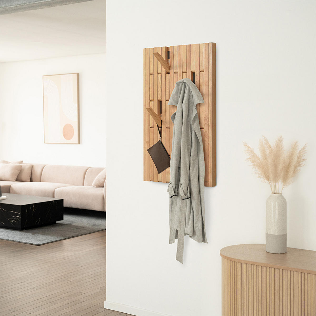 GARDEROBENPANEEL QUEST - Hellbraun - Hellbraun, Holz/Holzwerkstoff (55/105/4cm) - Home Deluxe