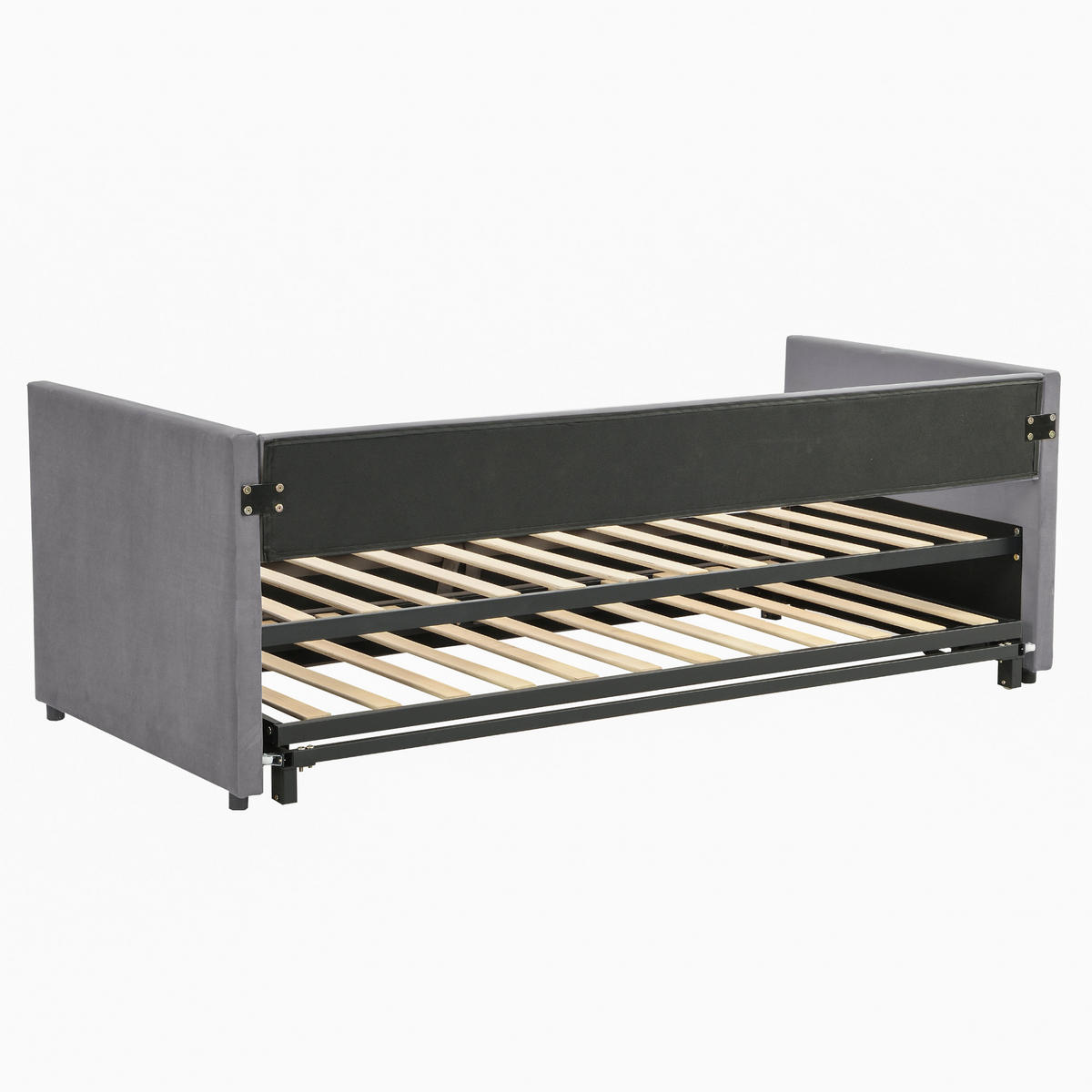 AUSZIEHBETT 90/180/200 cm DE-01728, in Hellgrau, mit Lattenrost - Hellgrau, Holz (90/200cm) - ComfortXL