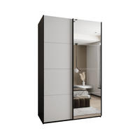 SCHWEBETÜRENSCHRANK 245,5/160/64 2-türig - Schwarz/Weiß, Holz/Metall (160/245/64cm) - Abiks Möbel