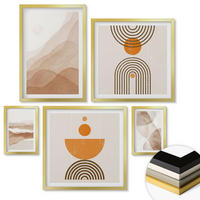 WANDBILDER 5er Set - 50x50 cm & 20x30 cm & 40x60 cm Goldrahmen - Strukturen schattieren Minimalismus - Goldfarben, Kunststoff (40/60cm) - ArtPrintCave