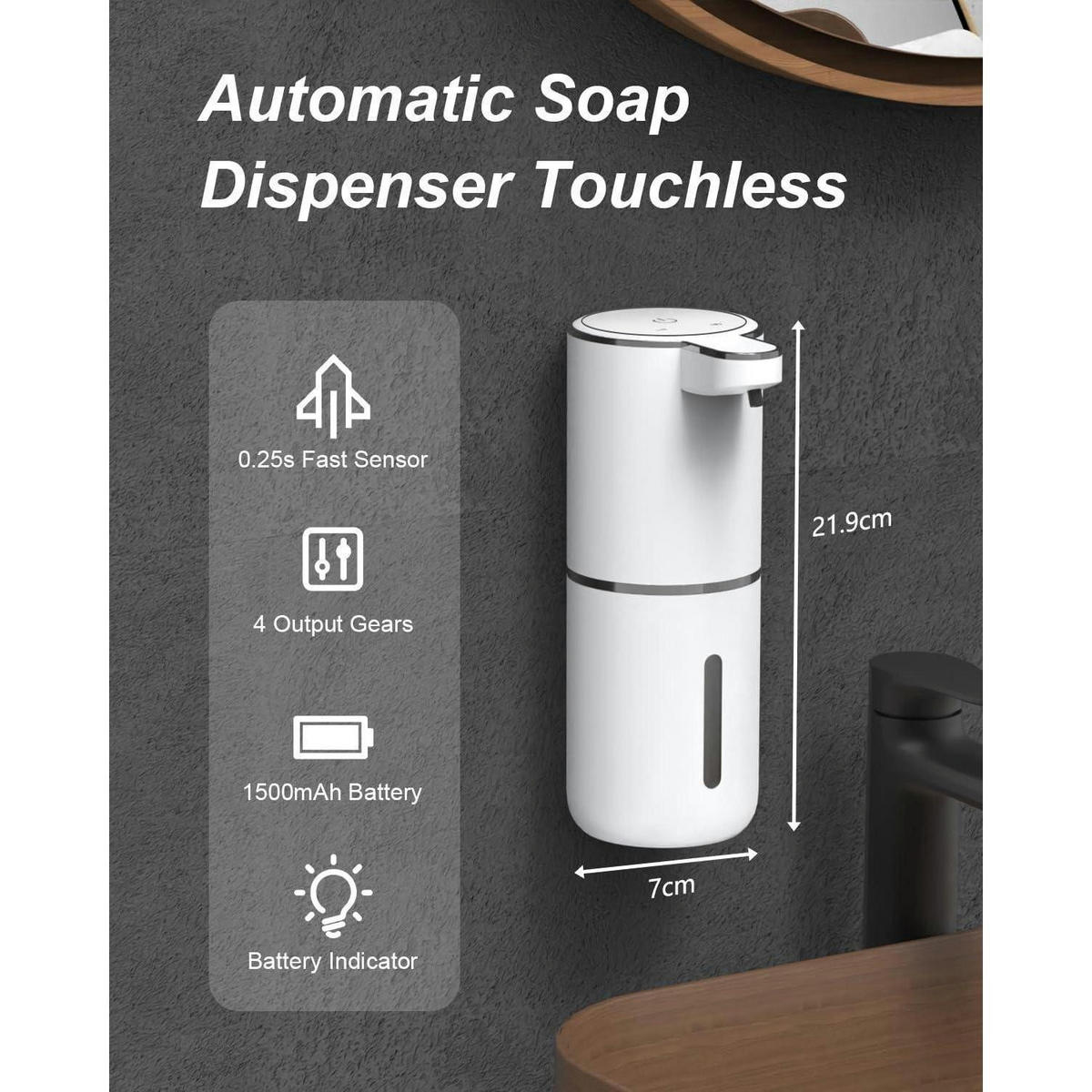SEIFENSPENDER Automatisch Weiß 380 ml - Weiß, Kunststoff (10.5/7.5/20.3cm)